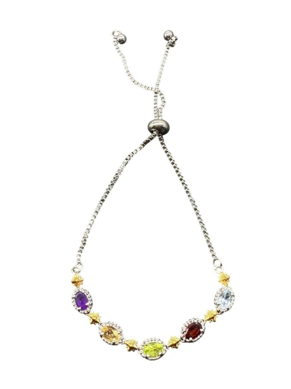 STS Karis Garnet Spinel Tourmaline Citrine Amethyst Tennis Box Chain Bracelet